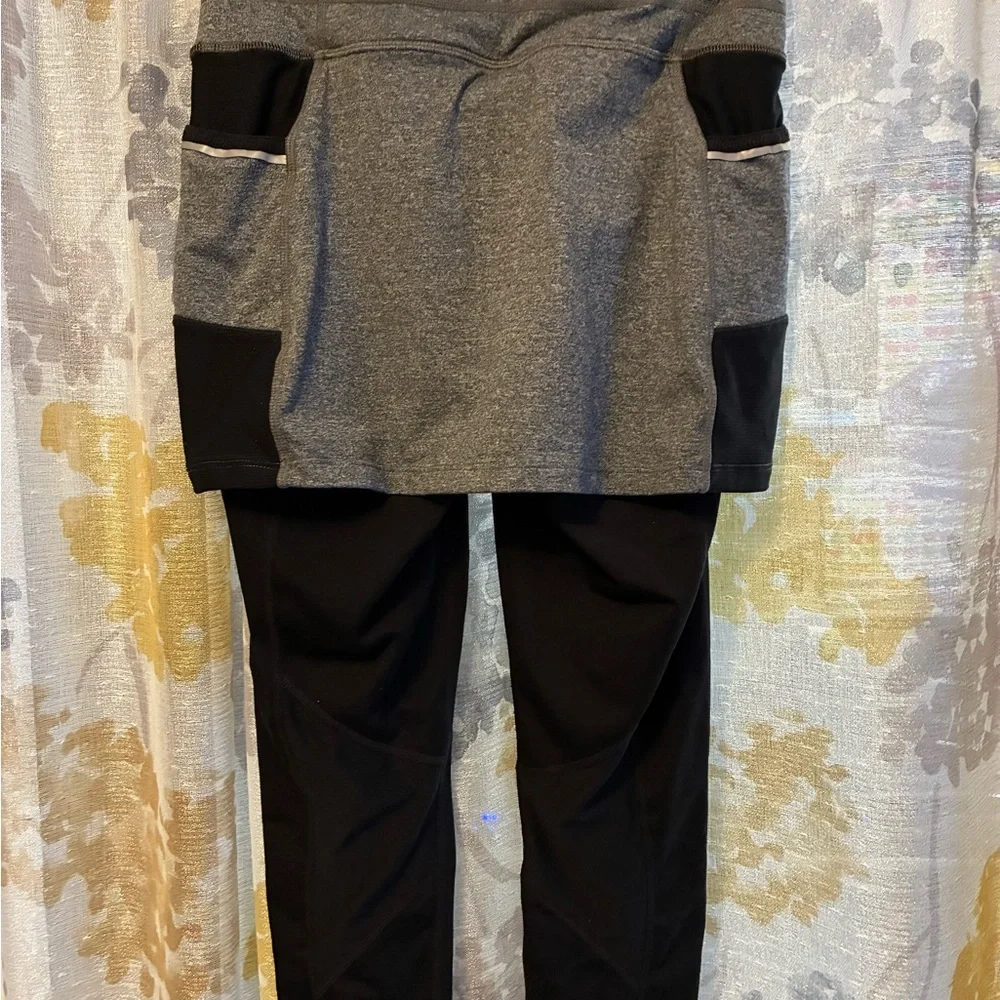 Athleta Gray and Black Skirted Leggings - Picture 2 of 4